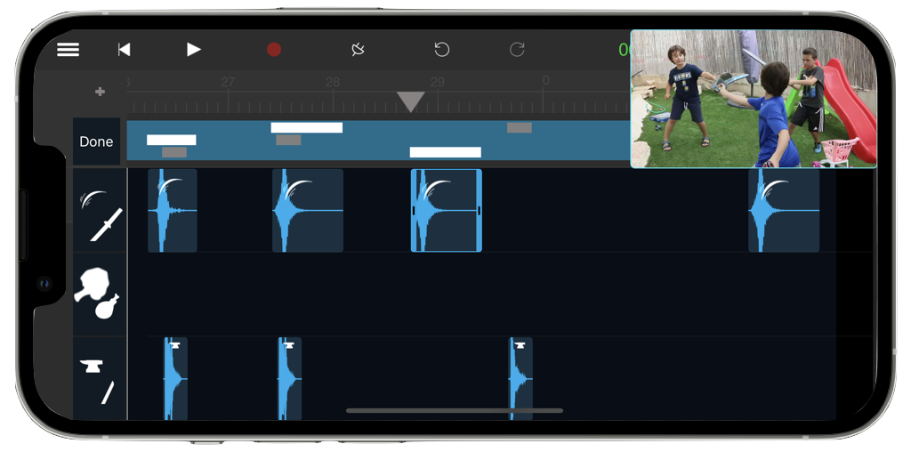 The timeline and region editor on iPhone
